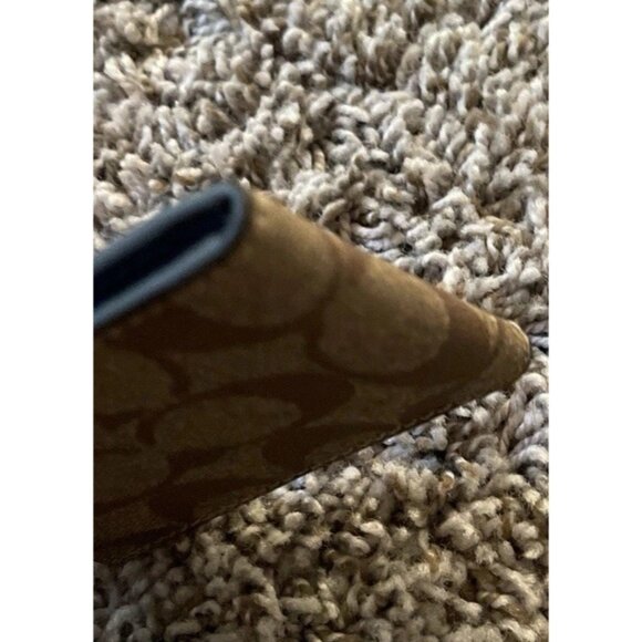 COACH Bi-fold Slim Card Case Signature Canvas Brown & Blue Insert For Wallet - Picture 8 of 14